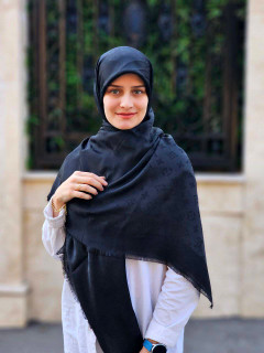 روسری نخی ژاکارد مشکی ال وی