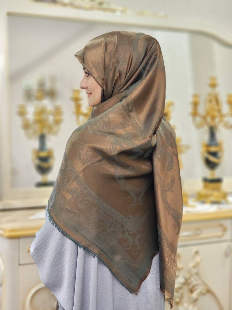 روسری لمه دار سبز مسی