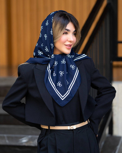 روسری نخی سورمه ای پاپیون سایز ۱۰۰