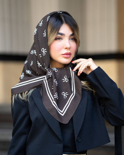 روسری نخی پاپیون رنگ موکا سایز ۱۰۰