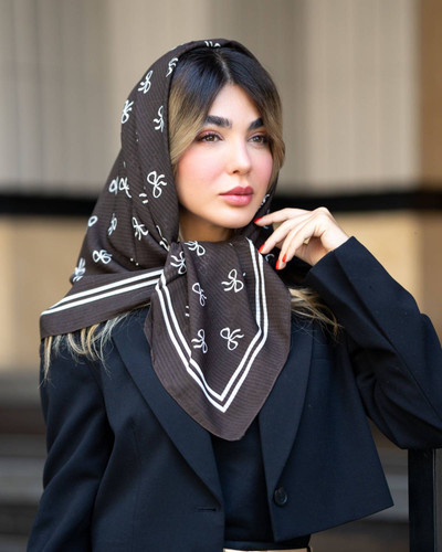روسری نخی پاپیون رنگ موکا سایز ۱۰۰