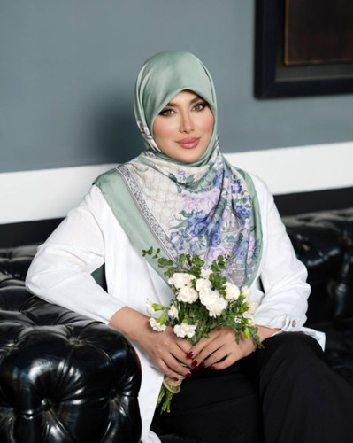 روسری نخی خنک سبز پاستلی