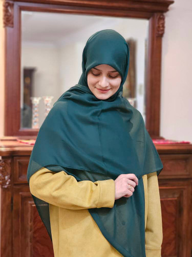 روسری نخ لمه رنگ یشمی