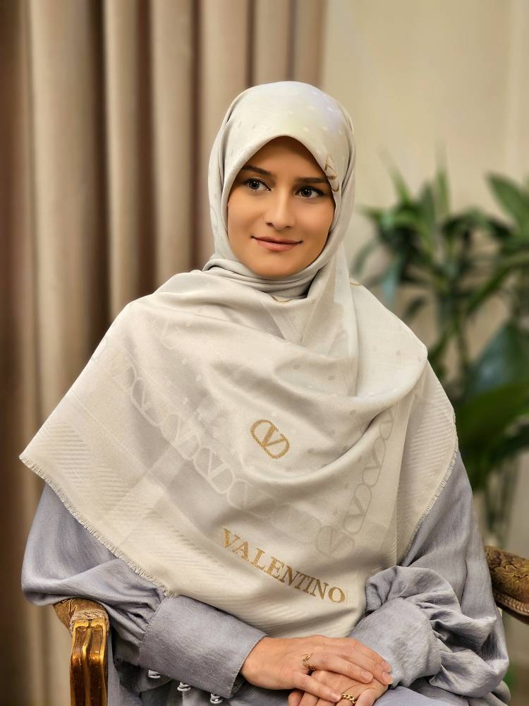 روسری نخ کشمیر وارداتی رنگ طوسی