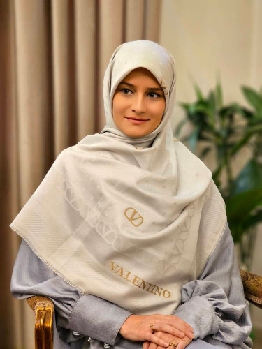 روسری نخ کشمیر وارداتی رنگ طوسی