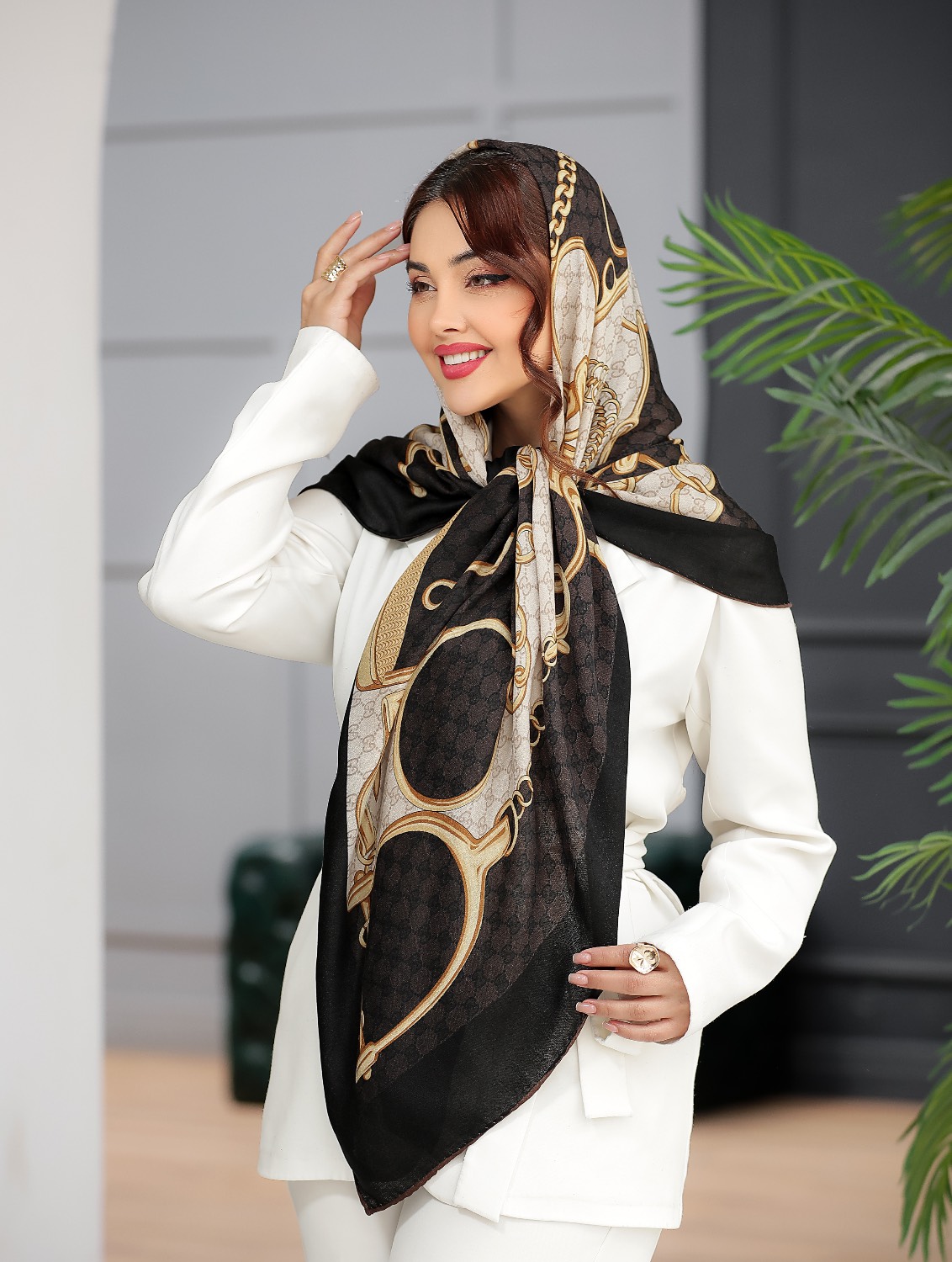 روسری نخی سیا اسکارف موکا