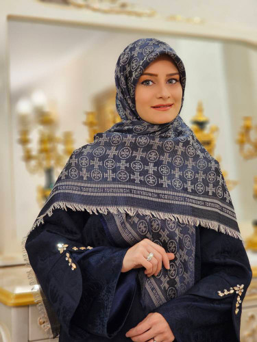 روسری لمه دار رنگ آبی لی سایز ۱۲۰