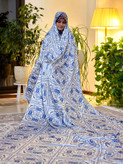 چادر مجلسی سیلک سفید آبی