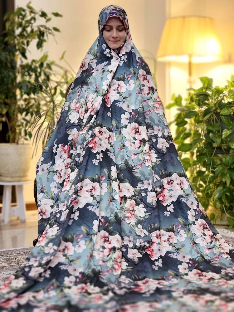 چادر مجلسی ریحانا آبی صورتی