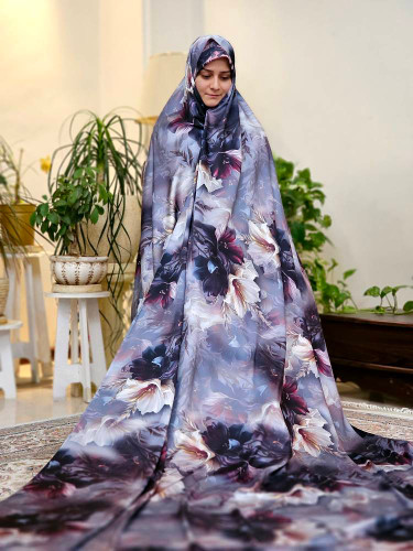 چادر مجلسی سیلک ابریشم یاسی