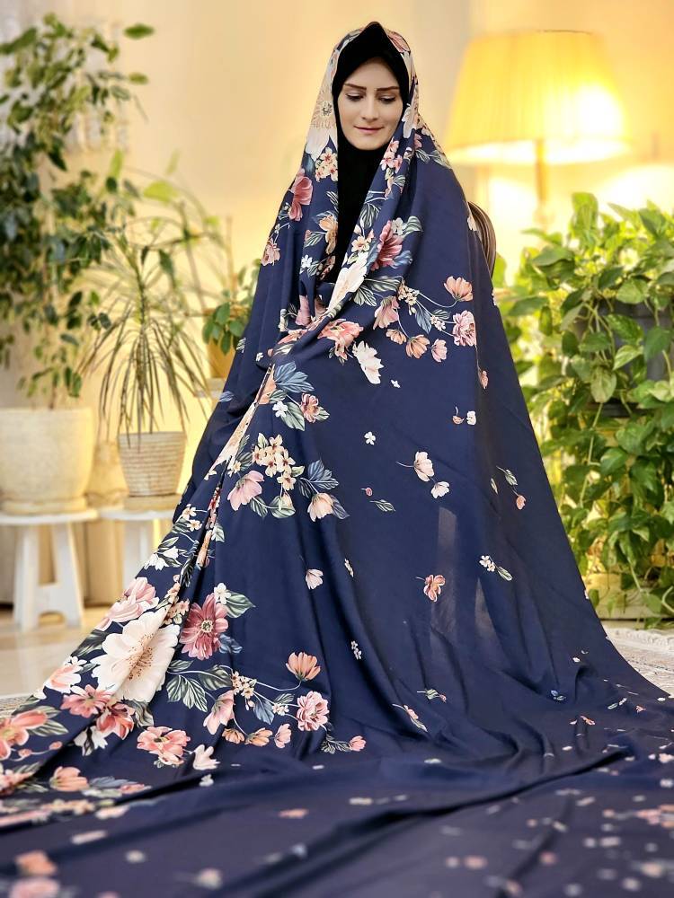 چادر مجلسی گل بهاری سورمه ای