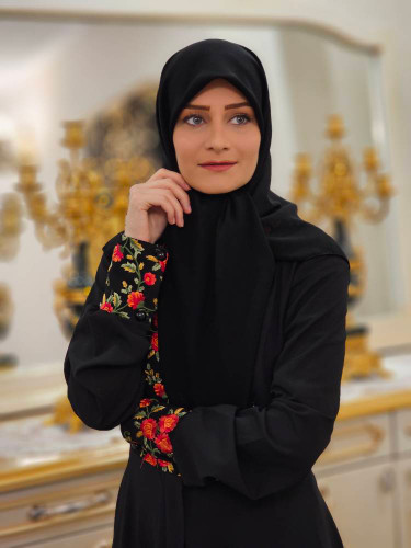 روسری حریر کرپ مشکی سایز ۱۰۰