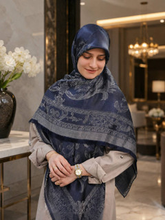 روسری لمه دار رنگ لی نسکافه ای