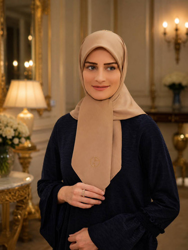 روسری ابریشم توییل وارداتی رنگ نسکافه ای
