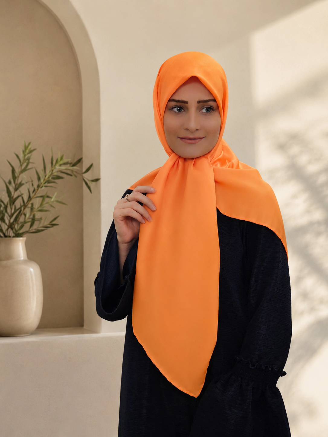 روسری توییل نخ رنگ نارنجی