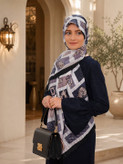 شال نخی طوسی سفید