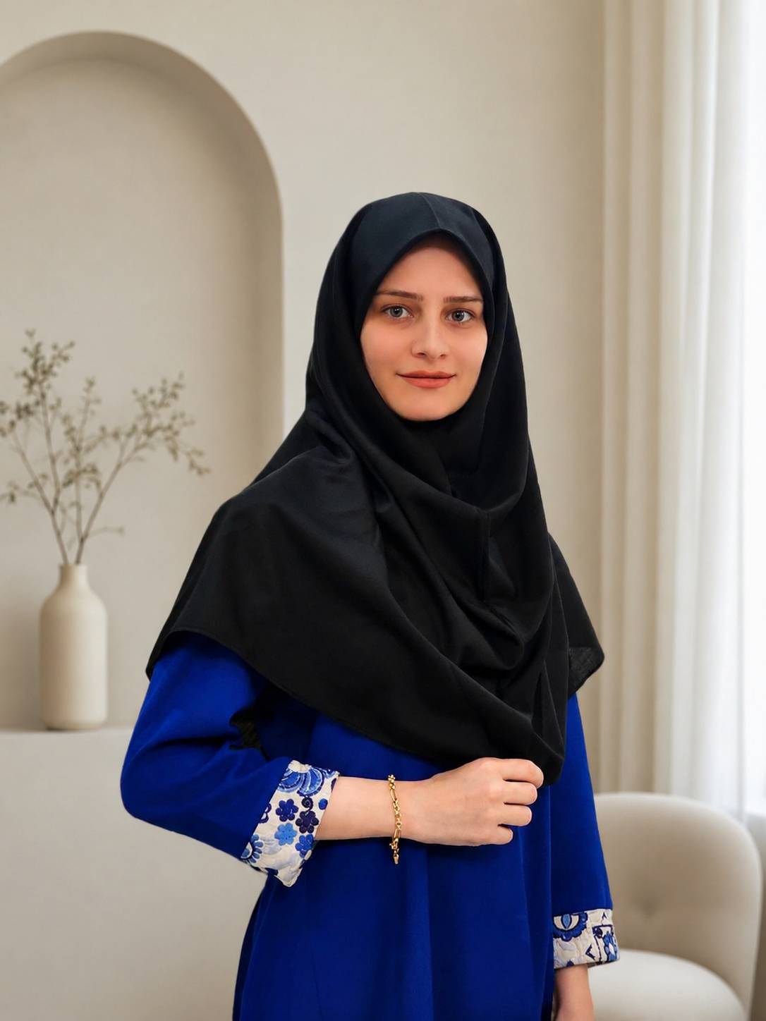 مقنعه نخ بروجرد مشکی