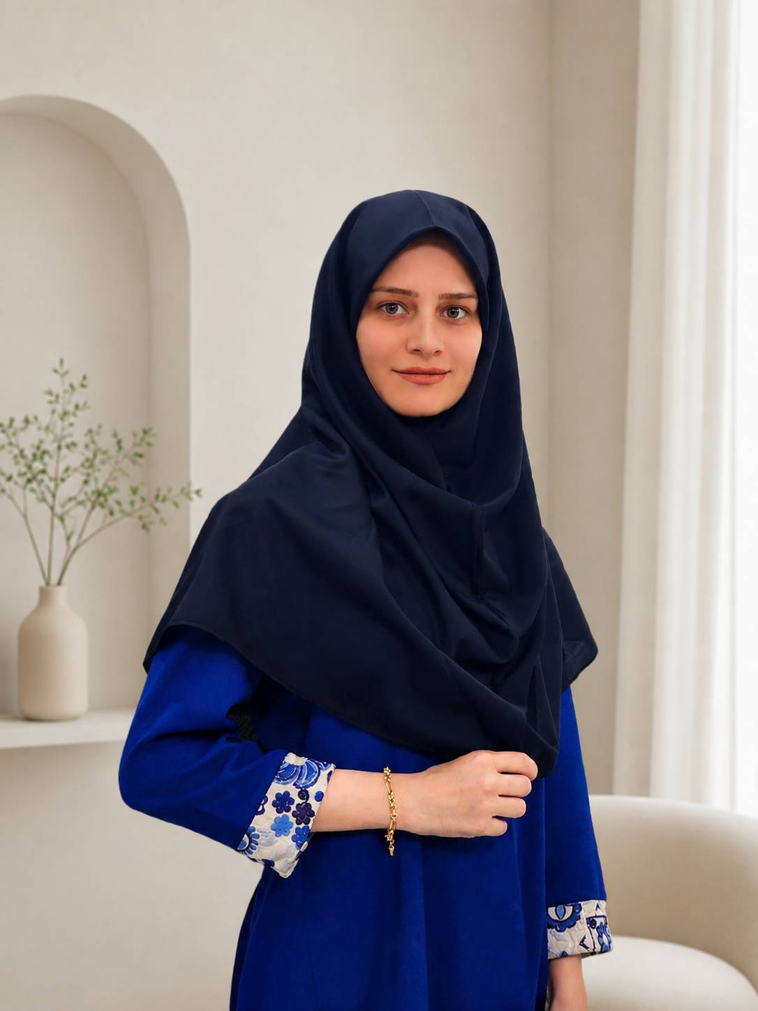 روسری نخ بروجرد سورمه ای