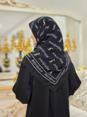 روسری کرپ حریر مشکی سفید برند ایفسنلورن سایز ۱۰۰