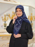 روسری حریر کرپ ایفسنلورن سرمهای سفید سایز ۱۰۰