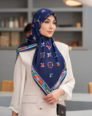 خرید روسری ابریشم توییل وارداتی های کوالیتی ال وی سایز ۱۱۰ سرمه ای