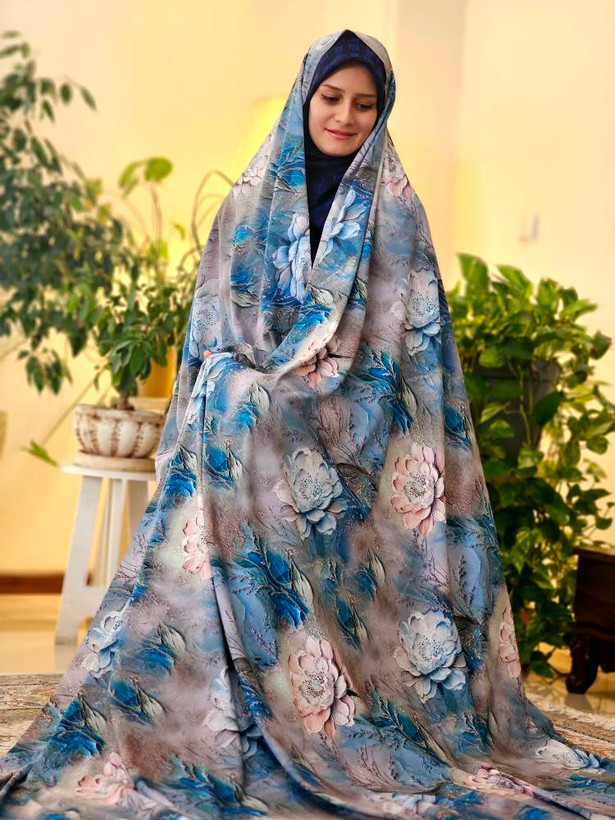 چادر مجلسی ریحانا آبی کرم