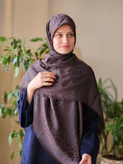 روسری قهوه ای موکا چهارفصل نخی ژاکارد سایز ۱۴۰ دورو