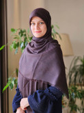 روسری قهوه ای موکا چهارفصل نخی ژاکارد سایز ۱۴۰ دورو