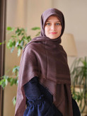 روسری قهوه ای موکا چهارفصل نخی ژاکارد سایز ۱۴۰ دورو