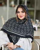 روسری نخی چهارفصل سایز ۱۳۰ مشکی سفید