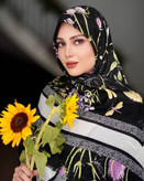 روسری نخی سیا اسکارف وارداتی سایز ۱۳۰
