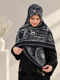 روسری ابریشم ژاکارد مشکی سفید وارداتی سایز ۱۴۰