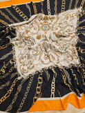 روسری نخی مشکی نارنجی سایز ۱۳۰