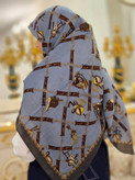 روسری نخی پنبه وارداتی رنگ آبی مه آلود