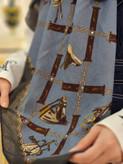 روسری نخی پنبه وارداتی رنگ آبی مه آلود نگین دار