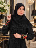 روسری حریر کرپ اماراتی مشکی مزونی نگین دار
