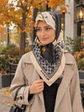 روسری ابریشم کیفیت مستر وارداتی سایز ۹۰ رنگ طوسی برند کوچ