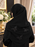 روسری مشکی حریر کرپ کارشده اختصاصی سایز ۱۳۰
