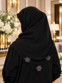 روسری مشکی حریر کرپ نگین دار سایز ۱۰۰ ِ