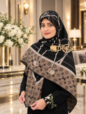 روسری ابریشم مشکی موکا ال وی نگین دار سایز ۱۳۰