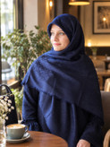 روسری سرمه ای نخی چهارفصل ژاکارد سایز ۱۴۰ برند کوچ