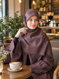روسری قهوه ای موکا چهارفصل نخی ژاکارد سایز ۱۴۰ دورو